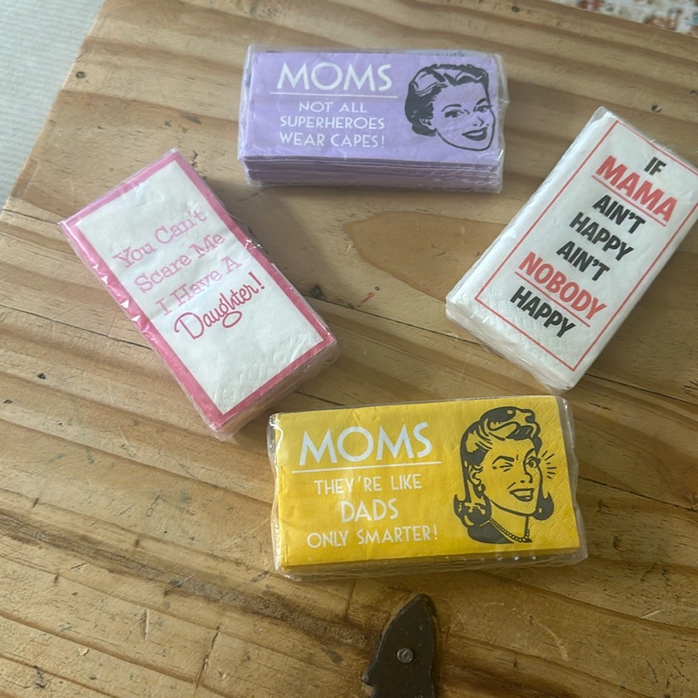 Set of Four Packs of Mom Themed 3 Ply Swankie Hankie Purse / Car / Desk Tissues.